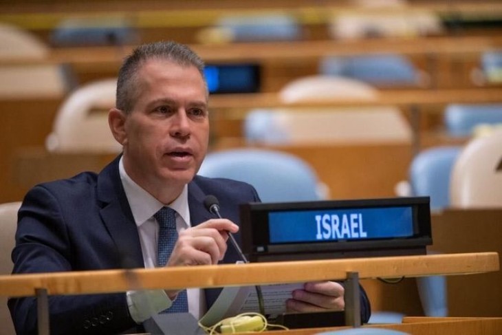 Gilad Erdan, Izrael ENSZ képviselője határozottan kiáll hazája polikája mellett.