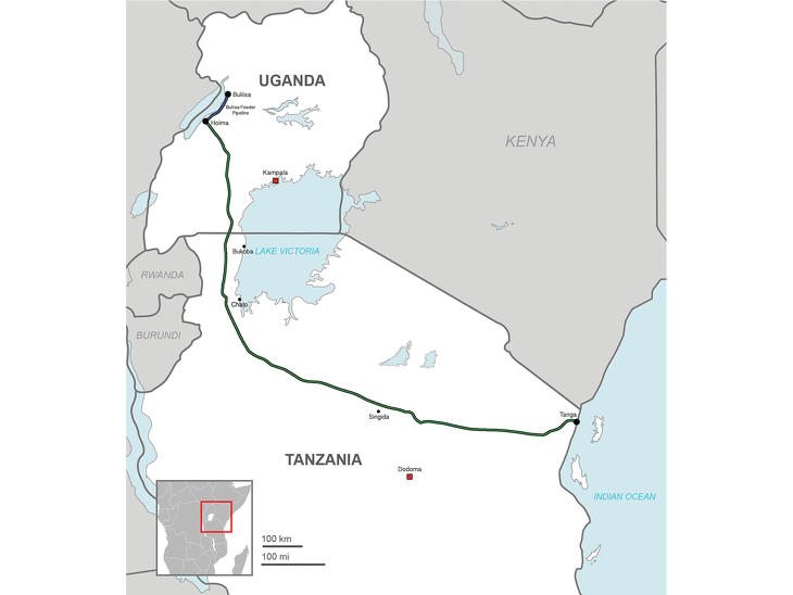 A tervezett csővezeték nyomvonala, az északi leágazás vezetne a nemzeti part területére Illusztráció: Wikimedia