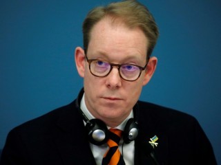Tobias Billström svéd külügyminiszter. EPA/TOMS KALNINS 