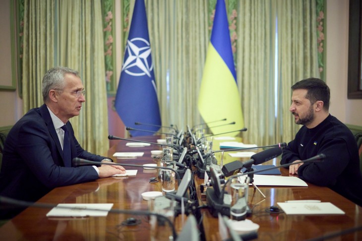 Jens Stoltenberg és Volodimir Zelenszkij tárgyalása Kijevben 2023. április 20-án. Fotó: EPA/UKRAINE PRESIDENTIAL PRESS SERVICE 