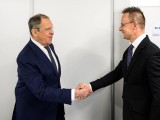 Szergej Lavrov orosz külügyminiszter és Szijjártó Péter  külgazdasági és külügyminiszter Szkopjében 2023. november 30-án. Fotó: Facebook/Szijjártó Péter 