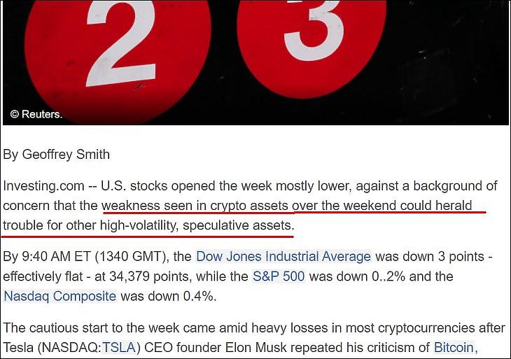 Fotó: A kriptodevizák gyengélkedése miatt esik az amerikai részvénypiac? (Investing.com)