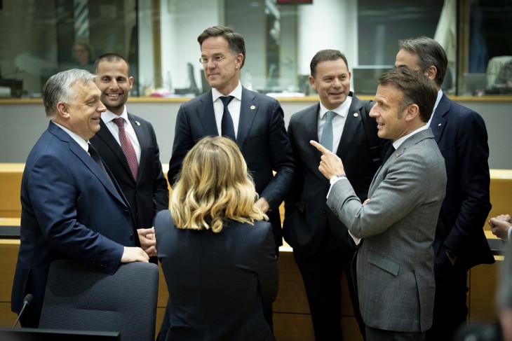 Orbán Viktor Brüsszelben a kétnapos uniós csúcson 2024. április 17-én