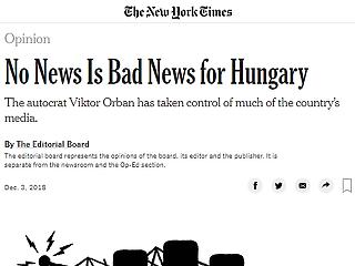 NYT a magyar médiáról: olyan, mint a kommunista propagandagépezet