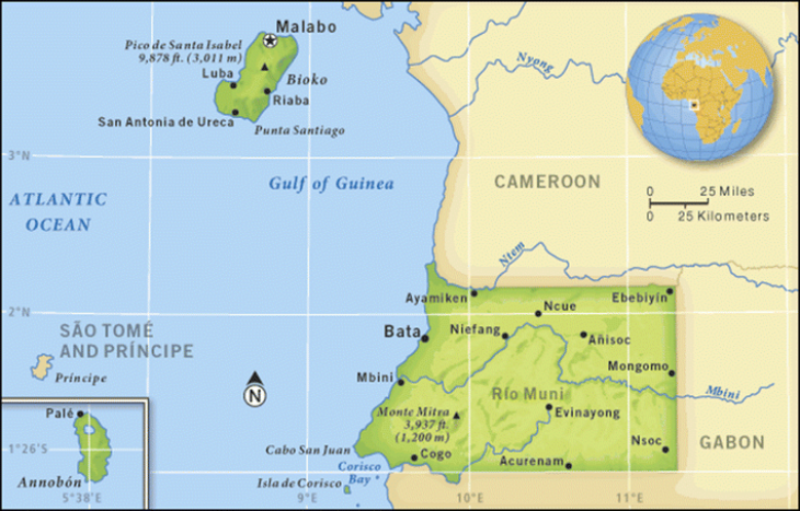 Egyenlítői-Guinea fővárosa az északi szigeten van