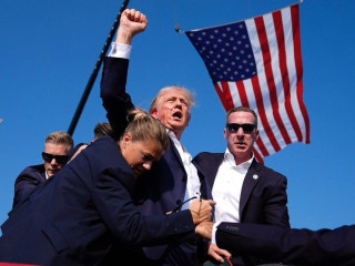 Donald Trump, a hős? Mémként terjed egy fotó. Forrás: Telegram, Bitcoin-csoport.