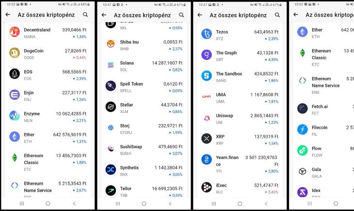 Krioptovaluta-kínálat a Revolutban. (Archív kép)