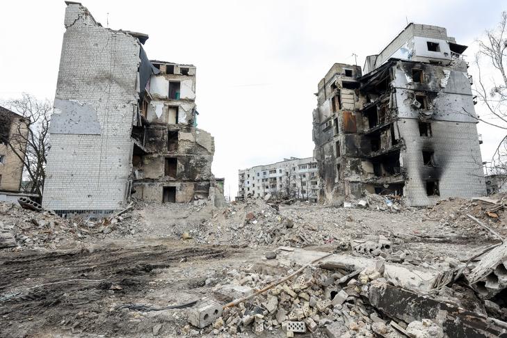 Lebombázott épületek Kijevben. Fotó: depositphotos