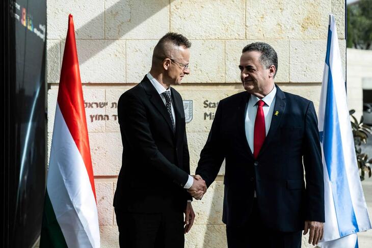 Szijjártó Péter külgazdasági és külügyminiszter találkozója Jiszráél Katz izraeli külügyminiszterrel Jeruzsálemben 2024. január 17-én