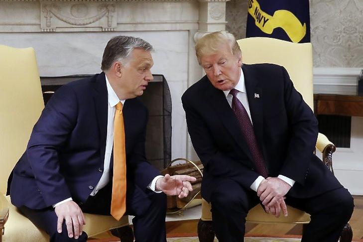 Megértik egymást: Orbán Viktor és Donald Trump a Fehér Házban 2019 májusában.  (MTI/Koszticsák Szilárd)