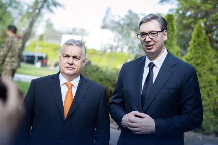 Orbán Viktor miniszterelnök és Aleksandar Vucic szerb államfő Belgrádban 2023. április 22-én. Fotó: Facebook/Orbán Viktor
