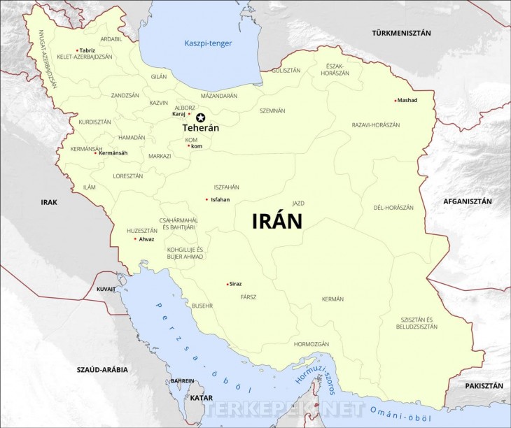 Irán nagy kiterjedésű ország, sokkal nagyobb mint Izrael
