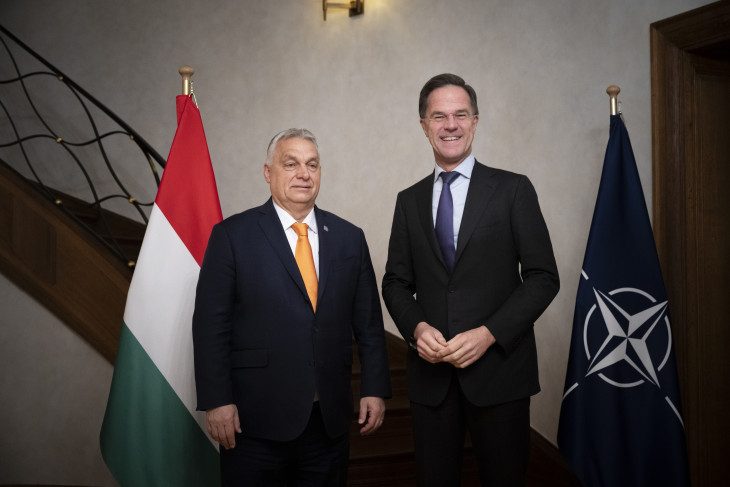 Orbán Viktor miniszterelnök  és Mark Rutte NATO-főtitkár találkozója Brüsszelben 2025. február 3-án
