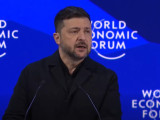 Volodimir Zelenszkij a Világgazdasági Fórumon beszél