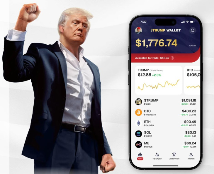 A Trumpwallet oldal részlete.