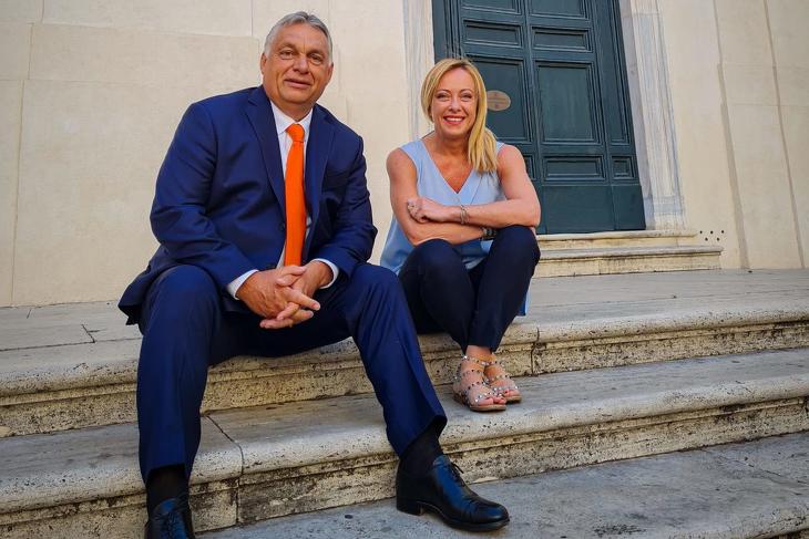 Orbán Viktor és Giorgia Meloni találkozója Rómában 2021. augusztusban. Fotó: Facebook/Orbán Viktor