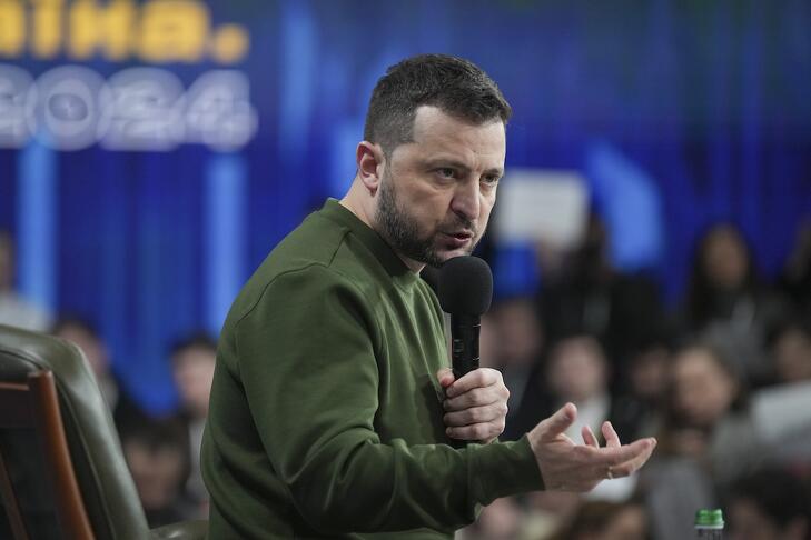 Volodimir Zelenszkij ukrán elnök egy korábbi sajtótájékoztatón.