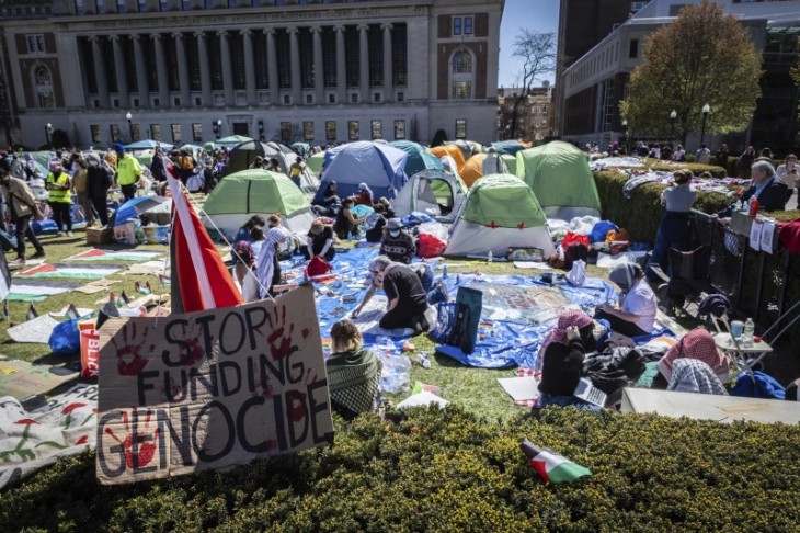 A New York-i Columbia Egyetemen is tiltakoznak a diákok Izrael gázai politikája ellen
