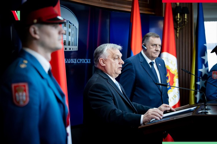Orbán Viktor miniszterelnök a boszniai Banja Lukában Milorad Dodikkal, a boszniai Szerb Köztársaság elnökével találkozott, 2024. április 5-én.